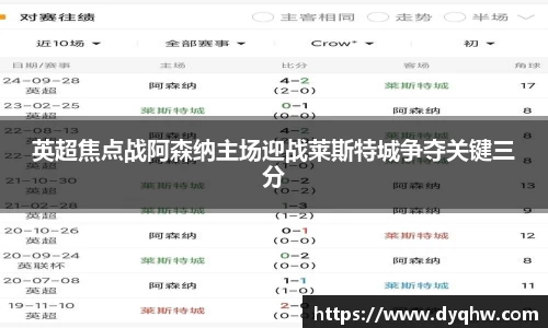 英超焦点战阿森纳主场迎战莱斯特城争夺关键三分